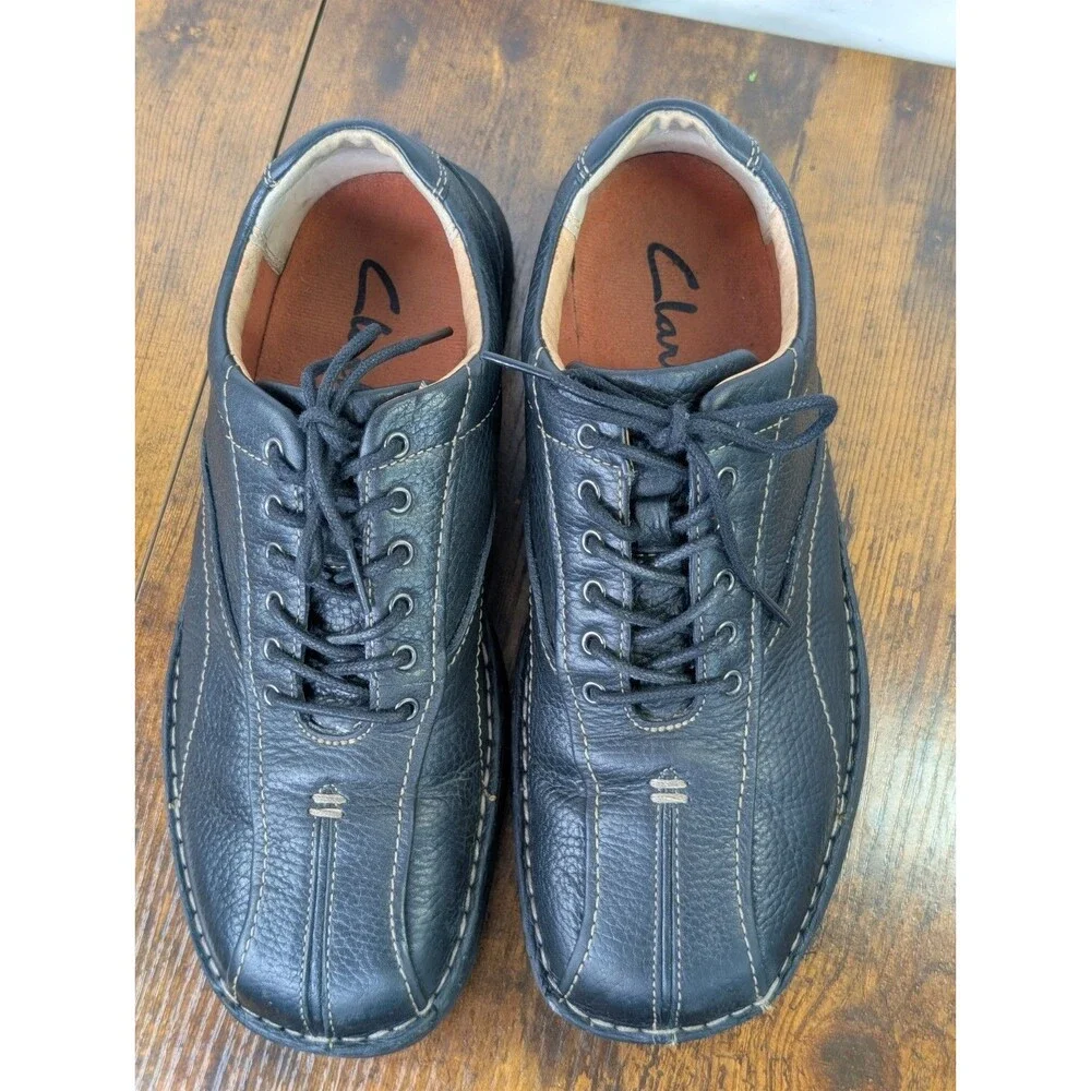 Clarks Nebulae Style Mens 9M Black Leather Lace Up Casual Shoes 75052